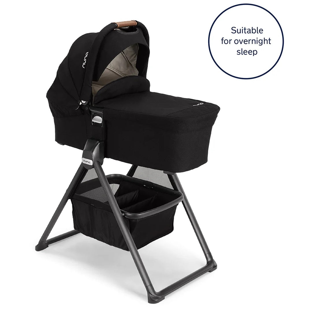 Nuna Mixx Series Bassinet & Stand - Caviar - Suitable for Overnight Sleep